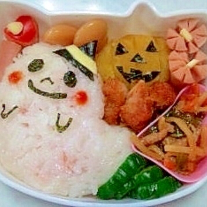 ハロウィン弁当！簡単！キャラ弁当！おばけくん